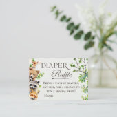 Woodland Animals Greenery Diaper Raffle Card Begleitkarte (Stehend Vorderseite)