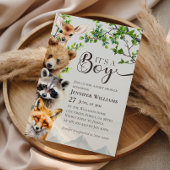 Woodland Animals Greenery It’s a Boy Baby Shower Einladung