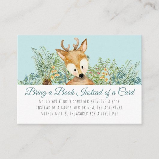 Woodland Animals Hirsche Baby Boy bringen Buch Begleitkarte (Vorderseite)