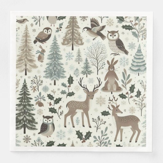 Woodland Animals Holiday Paper Napkin Serviette (Vorderseite)