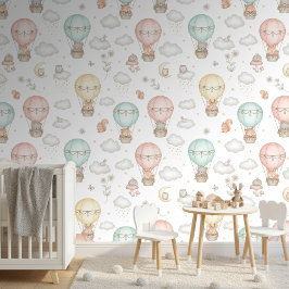 Woodland Animals Hot Air Balloon Pattern ID1230 Tapete