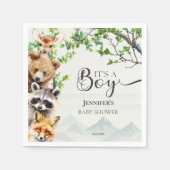 Woodland Animals It’s a Boy Baby Shower Napkins Serviette (Vorderseite)
