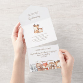 Woodland Animals Kinderdusche Einladung