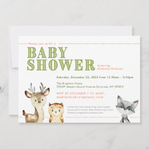 Woodland Animals Kinderdusche Einladung
