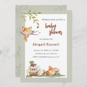 Woodland Animals Kinderdusche Einladung (Vorne/Hinten)