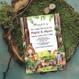 Woodland Animals Kinderdusche Einladung