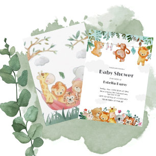 Woodland Animals Kinderdusche Einladung