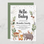 Woodland Animals Kinderdusche Einladung (Vorne/Hinten)