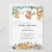 Woodland Animals Kinderdusche Einladung (Vorderseite)