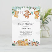 Woodland Animals Kinderdusche Einladung (Stehend Vorderseite)