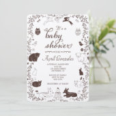 Woodland Animals Kinderdusche Einladung (Stehend Vorderseite)