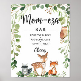 Woodland Animals Kinderdusche Mama-osa-Bar Zeichen Poster