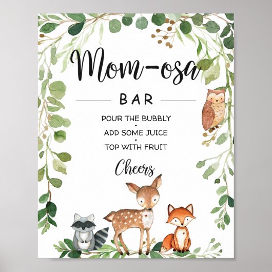 Woodland Animals Kinderdusche Mama-osa-Bar Zeichen Poster (Vorne)