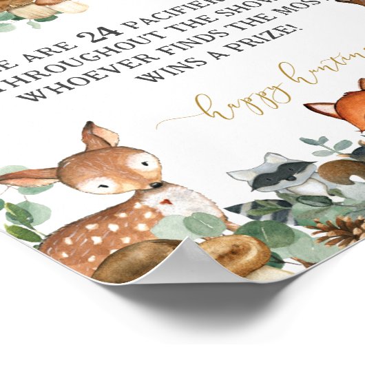 Woodland Animals Kinderdusche Schnuller Jagdspiel Poster (Ecke)