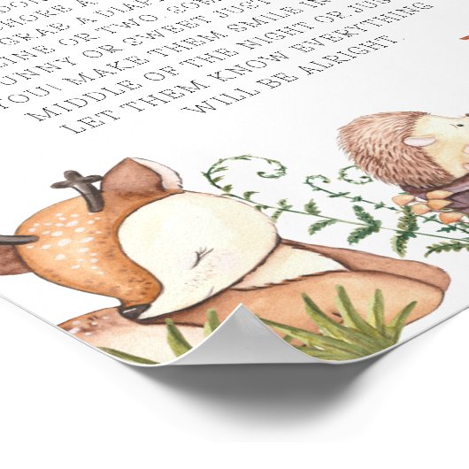 Woodland Animals Kinderdusche Spätnachtskalender Poster (Ecke)