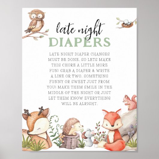 Woodland Animals Kinderdusche Spätnachtskalender Poster (Vorne)