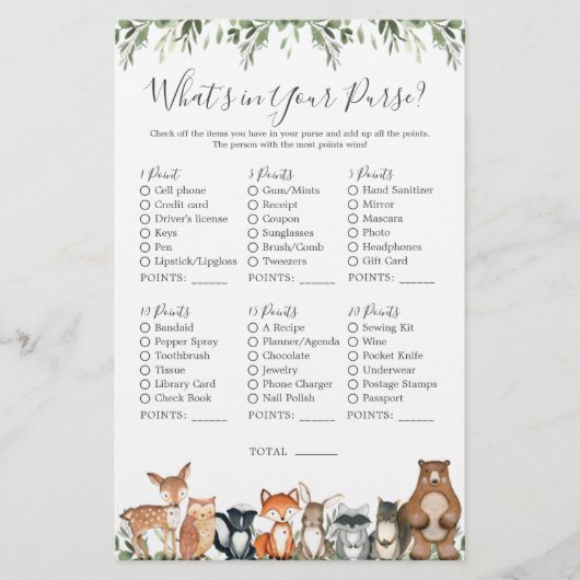 Woodland Animals Kinderdusche Was ist in Ihrer Han (Vorderseite)