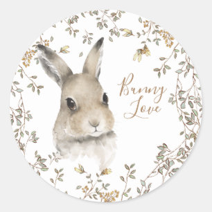 Woodland Animals Liebe Bunny Floral Script Runder Aufkleber