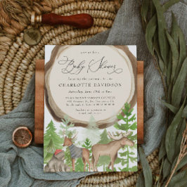 Woodland Animals Lumberjack Rustic Boy Baby Dusche Einladung