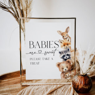 Woodland Animals Moderne Babydusche Sweet Leckerei Poster