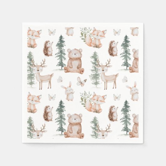 Woodland Animals Mountain Baby Dusche Serviette (Vorderseite)
