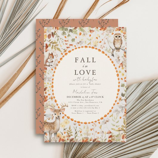 Woodland Animals Mushroom Forest Baby Dusche Einladung