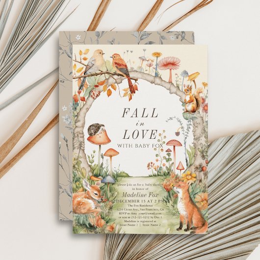 Woodland Animals Mushroom Garden Kinderdusche Einladung