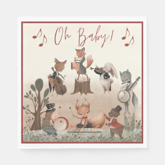 Woodland Animals Musical Baby Dusche Serviette (Vorderseite)