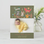 Woodland Animals New Baby Birth Ankündigung (Stehend Vorderseite)