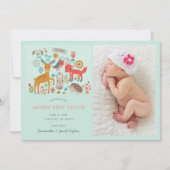 Woodland Animals New Baby Birth Ankündigung (Vorderseite)