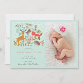 Woodland Animals New Baby Birth Ankündigung