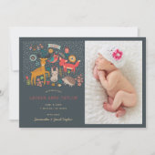 Woodland Animals New Baby Birth Ankündigung (Vorderseite)