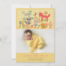 Woodland Animals New Baby Birth Ankündigung