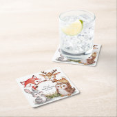 Woodland Animals Niedlich Baby Dusche Rechteckiger Pappuntersetzer (Vor Ort)