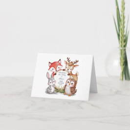 Woodland Animals Niedlich Babydusche Danke Karte