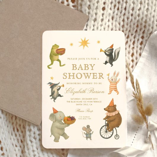 Woodland Animals Niedlich Circus Baby Dusche Einladung