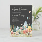 Woodland Animals Night Forest Scene Baby Dusche Einladung (Stehend Vorderseite)