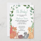 Woodland Animals Oh Baby Dusche Einladung (Vorderseite)