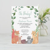 Woodland Animals Oh Baby Dusche Einladung (Stehend Vorderseite)