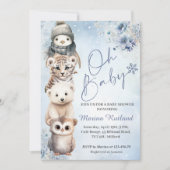 Woodland Animals Oh Baby Winter Baby Dusche Einladung (Vorderseite)