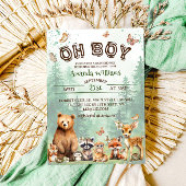 Woodland Animals Oh Boy Boho Babydusche Einladung