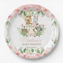 Woodland Animals Owl Pink Floral Girl Babydusche