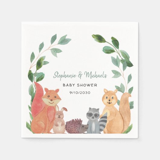 Woodland Animals Paare Kinderdusche Serviette (Vorderseite)