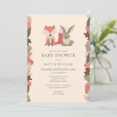 Woodland Animals Paare Kinderdusche Sprinkle Einladung (Stehend Vorderseite)