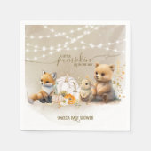 Woodland Animals Pumpkin Fall Floral Baby Dusche Serviette (Vorderseite)