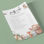 Woodland Animals "raten Sie, wer das Baby Duschspi Flyer<br><div class="desc">Entworfen, um mit unseren "Woodland Animal" Baby Dusche Einladungen zu koordinieren. Dieses niedliche Baby-Duschspiel "Guess Who" Mommy oder Daddy zeigt Aquarellbilder von Fuchs, Hirsch, Esel, Eichhörnchen, Mäusen, Vögeln und Igel Set in einem Wald . Jede Frage kann bearbeitet werden. Wenn Sie also gewollt haben, sie zu ändern, können Sie sie...</div>