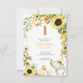 Woodland Animals Rubor  Floral primer cumpleaños Einladung (Vorderseite)