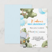 Woodland Animals Rubor Pink primer cumpleaños Einladung (Vorne/Hinten)