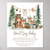 Woodland Animals Shower Don't Say Baby Sign Poster (Vorne)
