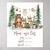 Woodland Animals Shower Late Night Diapers Sign Poster (Vorne)